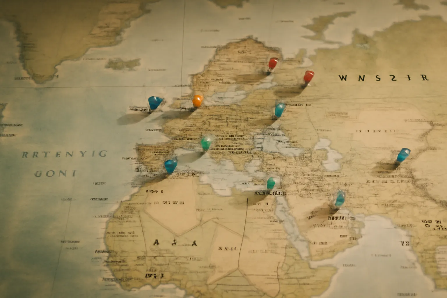 Carte du monde avec des repères sur les grandes villes dont Moscou et Saint-Pétersbourg