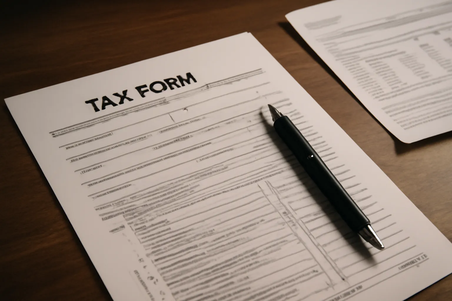 Formulaire fiscal officiel avec un stylo sur un bureau