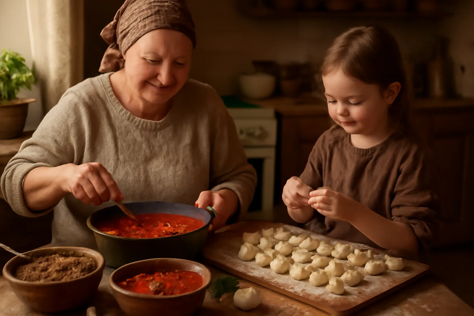Table traditionnelle russe avec plats typiques