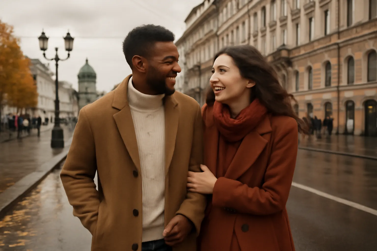 Femme russe elegante dans un cafe de Moscou